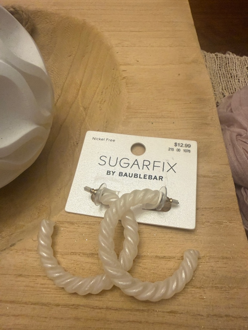 SUGARFIX by Baublebar White Acrylic Twisted Hoop Earrings